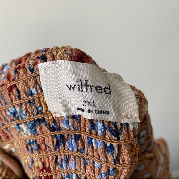 Aritzia Wilfred Chianti Floral Smocked Square Neck Jumpsuit Terracotta - 2XL - Picture 3 of 5